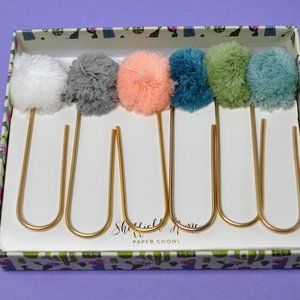 Sheffield Home Pom Pom Paper Clip Bookmarks (1 Box of 6)